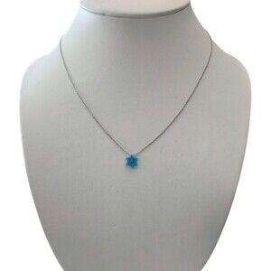 Sterling Silver 925 Blue Opal Star of David Necklace Dainty Minimalist Religious